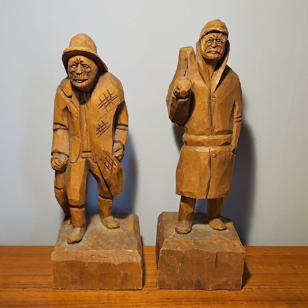 Handcrafted V Fortin Quebec Folk Art Wooden Carvings Figures